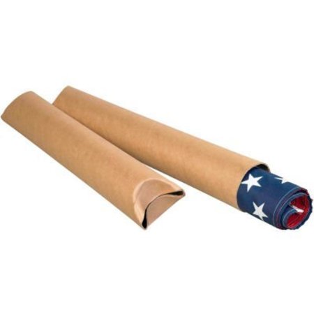 THE PACKAGING WHOLESALERS Crimped End Mailing Tubes, 4" Dia. x 18"L, 0.08" Thick, Kraft, 15/Pack S4018K